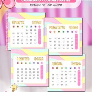 TACO CALENDARIO COLORES PASTELES